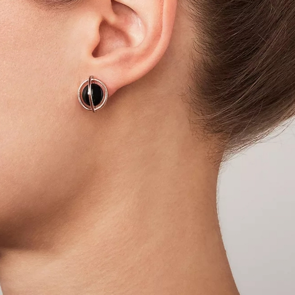 Rose-tone stainless steel stud earrings